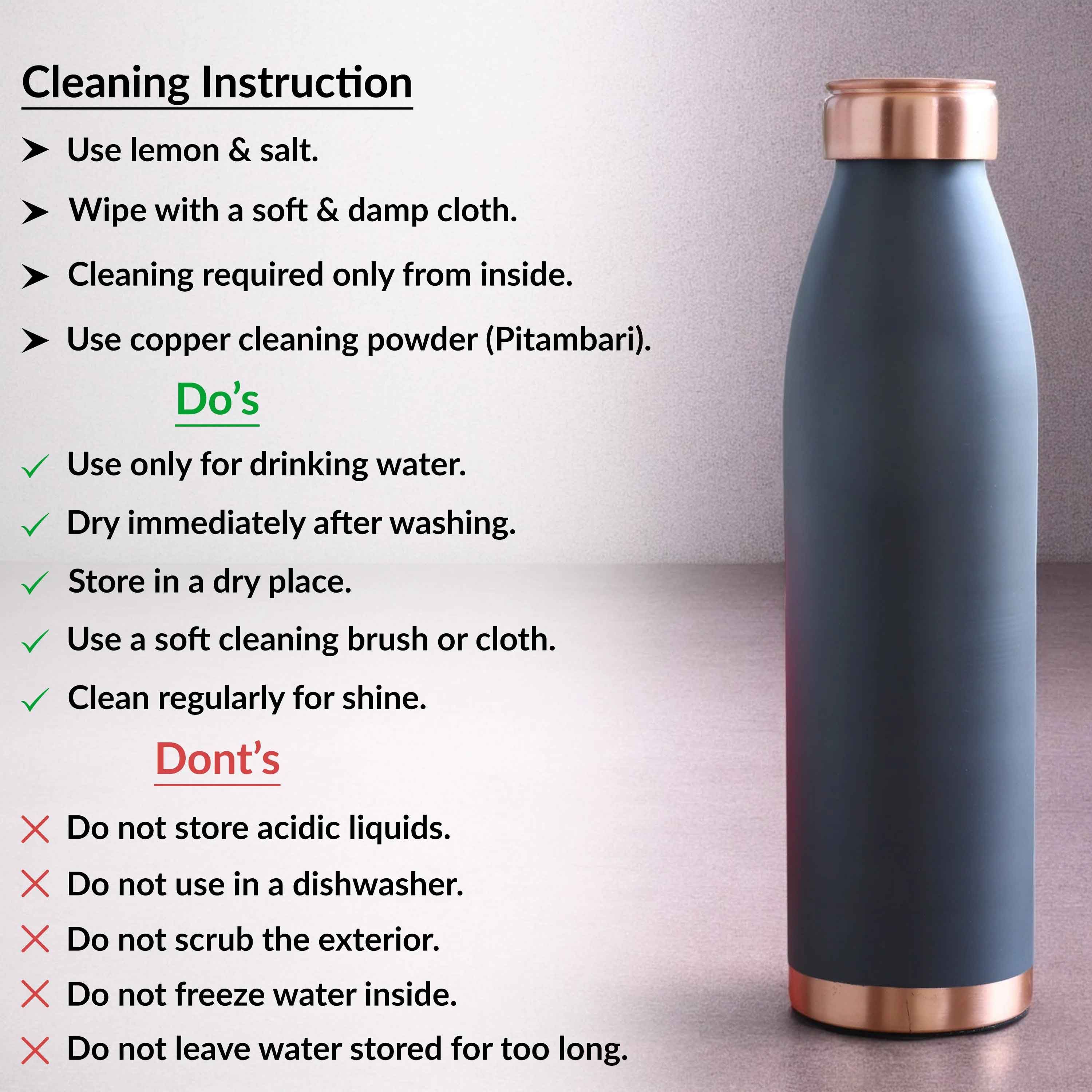 Pure copper bottle with lacquer coated silk finish design - 900 ML 130